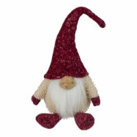 Northlight 17  Ivory and Red Chubby Smiling Gnome Plush Tabletop Christmas Decoration