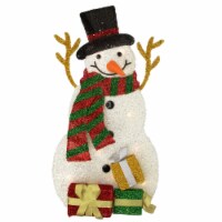 Northlight 31  Pre-Lit White and Black Snowman with Gifts Outdoor Christmas Decor