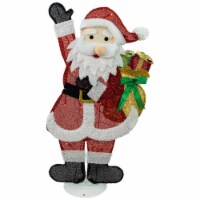 Northlight 32 Red and White Lighted Waving Santa with Gifts Christmas Outdoor Decoration