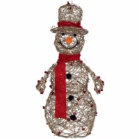 Northlight 28  Pre-Lit Champagne Gold and Red Glittered Snowman Outdoor Christmas Yard Decor