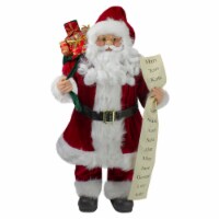Northlight 24  Santa Claus with Bag of Gifts and Naughty or Nice List Christmas Figure
