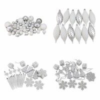 Northlight 125ct Winter White and Silver Shatterproof 4-Finish Christmas Ornaments 5.5