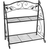Best Garden Black Powder-Coat Steel 24 In. H. 2-Shelf Indoor/Outdoor Plant Stand