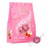 Lindt LINDOR Valentine's Day Strawberries and Cream White Chocolate Candy Truffles Bag Perspective: Main