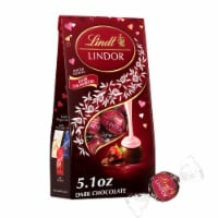 Lindt LINDOR Valentine's Day Strawberry Dark Chocolate Candy Truffles Bag Perspective: Main