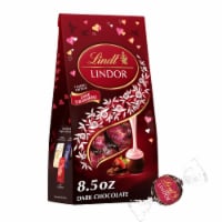 Lindt LINDOR Valentine's Day Strawberry Dark Chocolate Candy Truffles Bag Perspective: Main