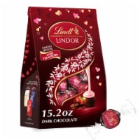 Lindt LINDOR Valentine's Day Strawberry Dark Chocolate Candy Truffles Bag Perspective: Main