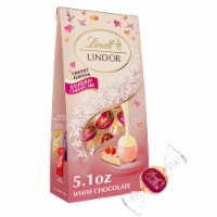 Lindt LINDOR Valentine's Day Raspberry Cheesecake White Chocolate Candy Truffles Bag Perspective: Main