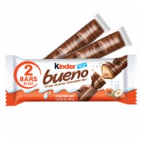 Kinder Bueno Milk Chocolate and Hazelnut Cream, 2 Individually Wrapped Chocolate Bars, 1.5 oz Perspective: Main