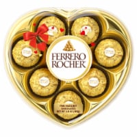 Ferrero Rocher Fine Hazelnut Chocolates, 8 Piece Set in a Valentine's Day Clear Heart Box Perspective: Main