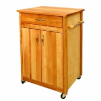 Wood 25 Inch Butcher Block Kitchen Cart in Brown - Catskill Craftsmen