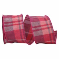 Reliant Ribbon 93125W-222-40F 2.5 in. 10 Yards Sherbet Plaid Wired Edge Ribbon, Fuchsia