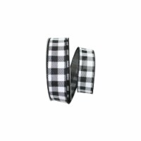 Reliant Ribbon 93162W-982-09J 10.5 in. 25 Yards Gingham Print Taffeta Wired Edge Ribbon, Whit