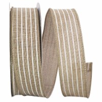 Reliant Ribbon 93405W-750-09H 10.5 in. 20 Yards Thin Stripe Linen Solid Wired Edge Ribbon, Na