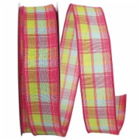Reliant Ribbon 93398W-061-09K Bright Plaid Today Wired Edge Ribbon - Pink - 1.5 in. x 50 yard