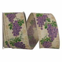 Reliant Ribbon 93548W-750-40F 20.5 in. 10 Yards Grapes And Vines Linen Sparkle Wired Edge Rib