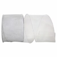 Reliant Ribbon 99663W-070-10X Mesh Display Value Wired Edge Ribbon - Silver - 4 in. x 30 yard
