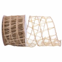 Reliant Ribbon 92693W-750-40F 2.5 in. Natural Net Jute Value Wired Edge Ribbon, Natural - 10