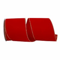 Reliant Ribbon 92270W-994-10F 4 in. Value Velvet Wired Edge Ribbon, Red & Gold - 10 Yards