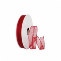 Reliant Ribbon 99910W-220-05K Sheer Glitz 2 Value Wired Edge Ribbon - Rose Red - 0.875 in. x