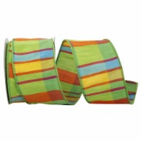 Reliant Ribbon 92867W-044-40F 20.5 in. 10 Yards Citrus Life Plaid Wired Edge Ribbon, Green