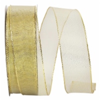 Reliant Ribbon 60238W-035-09K Woven Mesh Shiny Value Wired Edge Ribbon - Gold - 1.5 in. x 50