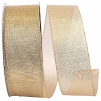 Reliant Ribbon 92700W-035-40K 2.5 in. Metallic Lame Glimmer Wired Edge Ribbon, Gold - 50 Yard