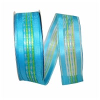 Reliant Ribbon 25746W-053-09K Sheer Ticking Stripe Value Wired Edge Ribbon - Blue - 1.5 in. x