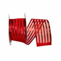 Reliant Ribbon 92311W-065-40K Metallic Stripe Value Wired Edge Ribbon - Red - 2.5 in. x 50 ya