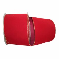 Reliant Ribbon 92270W-957-25K Value Velvet Wired Edge Ribbon - Scarlet & Gold - 6 in. x 50 ya