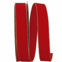 Reliant Ribbon 92270W-994-09K Value Velvet Wired Edge Ribbon - Red & Gold - 1.5 in. x 50 yard