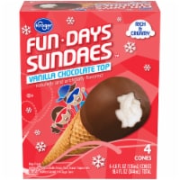 Kroger® Fun Days Sundaes™ Vanilla Chocolate Top Frozen Dairy Dessert Cones Perspective: Main