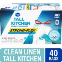 Kroger® 13 Gallon Strong Flex Tall Drawstring Kitchen Bags Clean Linen Scent Perspective: Main