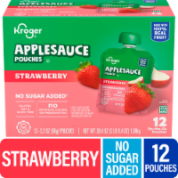 Kroger® No Sugar Addedˆ Assorted Strawberry Applesauce Pouches Perspective: Main