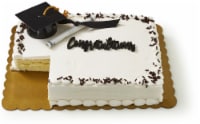 Bakery Fresh Graduation White Sheet Cake with Buttercreme Icing Perspective: Main