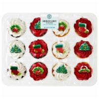 Bakery Fresh Chocolate and White Holiday Cupcakes with Buttercreme Icing Perspective: Main