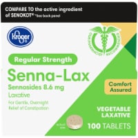 Kroger®  Regular Strength Natural Senna Vegetable 8.6 mg Laxative Tablets Box Perspective: Main