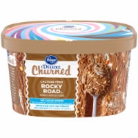 Kroger® Deluxe Churned No Sugar Added Reduced Fat Lactose Free Rocky Road Ice Cream Tub Perspective: Main