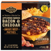Private Selection® Applewood Smoked Bacon & Cheddar Angus Burgers Perspective: Main