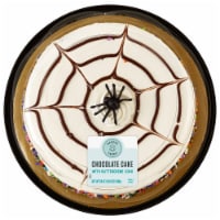 Bakery Fresh Spiderweb Single-Layer Chocolate Cake with White Buttercream Perspective: Main