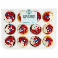 Bakery Fresh Patriotic Chocolate & White Mini Cupcakes with Buttercreme Icing Perspective: Main