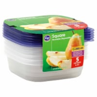 Kroger Home Sense Square BPA-Free Plastic Snap Seal Food Storage Container - 5 pack