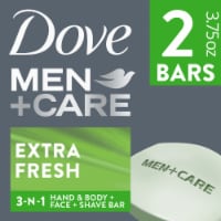 Dove Men+Care Extra Fresh 3 in 1 Cleanser for Body Face and Shaving Bar Soap