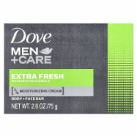 Dove Men+Care Extra Fresh Moisturizing Body + Face Bar, Fragrance Free, 2.6 oz