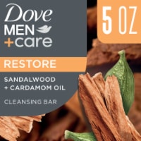 Dove Men+Care Cleansing Bar Soap Sandalwood + Cardamom Oil Plant Based Cleanser Perspective: Main