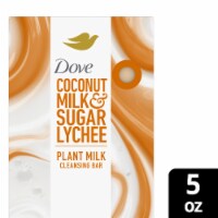 Dove Coconut Milk & Sugar Lychee Smooth Revitalizer Plant Milk Cleansing Bar Soap Perspective: Main
