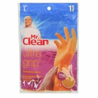 Mr. Clean Ultra-Grip Large Premium Latex Gloves - Orange
