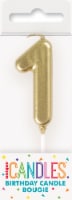 Unique® Candles™ Mini #1 Birthday Candle - Gold Perspective: Main