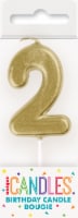 Unique® Candles™ Mini #2 Birthday Candle - Gold Perspective: Main