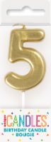 Unique® Candles™ Mini #5 Birthday Candle - Gold Perspective: Main